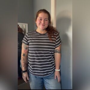 Grey and White Striped Tee